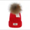 Gorro de malha de inverno feminino, gorro grosso e quente de malha grossa com pom de pele sintética, gorro feminino