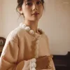 女性用スリープウェアヴィンテージボタン女性温かいローブナイトガウンフランネル濃厚なパジャマ長袖ジャックドナイトウェア韓国の高品質