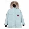 Piumino lungo grande Canadaian Gooses Colletto in pelliccia di lupo canadese Parker Style Uomo Donna Cappotto caldo con cappuccio