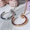 Nieuwe stijl diamanten gouden zilveren hanger ketting voor mannen en vrouwen mode-ontwerper ontwerp roestvrijstalen nagel sieraden236R