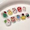 Kunstnagels Handgemaakt Schattig Kerstpers op nagels Kort Kawaii Sneeuwvlokboom Moose Design Herbruikbare volledige dekking nageltips Cartoon nepnagels 231204