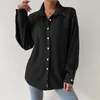 Blusas femininas para mulheres moda gota ombro longline camisa longa sem cami botão superior frente casual topos