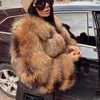 Kvinnors päls faux päls ofta 2023 Real Coat Winter Jacka Women Natural Fur Raccoon Ytterkläder O-hals Tjock varm lyx Kvinna Plus Size Streetwear T231204