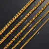 Pendant Necklaces Thickness 3mm4mm5mm6mm7mm Gold Color Wheat Braided Stainless Steel Necklace Link Classic Curb Chain for Men Women Jewelry 231204