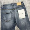 Jeans masculinos 2023 quatro temporada all-match roxo marca retro luz azul costurado design de tecido magro-ajuste calças diárias casuais denim