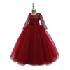 Robes de fille enfants manches longues robe de princesse bouffante pour bal mignon élégant fleur fête de mariage robe de bal concours