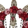 Parti levererar får horn halloween huvudbonad rose blommor dekorationer gotiska djävul pannband cosplay tillbehör hårband