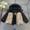 New designer baby jackets winter down jacket Size 100-160 child coat Checker splicing design hooded kids Outwear Nov25