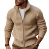 Jaquetas masculinas 2023 outono / inverno mens malha cardigan meia alta pescoço manga longa zíper camisola casaco fino ajuste para homens