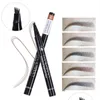 Eyebrow Enhancers 10pcs / lot Drop Handaiyan Sourcils 4 Fourche Micro-Sculpture Crayon Liquide Très Fine Teinte Imperméable Sourcils Stylo De Tatouage Dhcsu