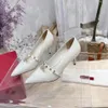 Elegante puntige pomp modieuze dames 7 cm hoge hak metalen vierkante gesp decoratie luxe designer schoenen casual lederen kledingschoenen