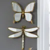 Decorative Figurines Metal Butterfly Dragonfly Wall Hanging Mirror Decoration Living Room Bedroom Pendant Insect Wings Handicrafts