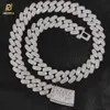 Nuoya 18 mm Bling Baguette Diamant Kubanische Gliederkette Hiphop Custom Silber Halskette für Männer Rapper Schmuck