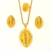 Ethiopian Gold Color Pendant Necklaces Earrings Ring Habesha Eritrean Wedding Jewelry Sets240V