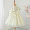 Girl Dresses Baby Girls Sweet Flower Ball Gown Sleeveless Sling Kids For Party And Wedding Lace Up Bow Design Birthday Gowns