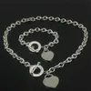 Cadeau de Noël 925 Argent Amour Collier Bracelet Ensemble Déclaration De Mariage Bijoux Coeur Pendentif Colliers Bracelets Ensembles 2 en 1280Y