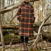 Veste femme automne hiver classique simple boutonnage Plaid Long manteau femme décontracté en vrac Vintage femmes revers pardessus Streetwear 231202