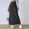 Two Piece Dress 2023 Autumn Winter Women High Waist Sexy Slim Side Slit Skirt Elegant Warm Long Skirts Fashion Sweater Knitted Half Length 231202