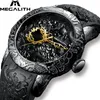 MEGALITH Fashion Gold Dragon Sculpture Watch Men Quartz Watch Waterproof Big Dial Sport Watches Men Watch Top Luxury Brand Clock L2166