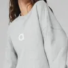 Al030 Yoga suéter corto de cuello redondo para mujer Otoño Invierno nuevo cálido suelto ajuste Fitness traje líneas chaqueta deportiva Casual abrigo de manga larga Top