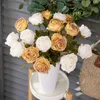 Kwiaty dekoracyjne bez konserwacji Dekor kwiatów żywy kolor sztuczny realistyczne sztuczne spalone róże krawędzi na domowe wesele