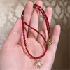 Colliers de perles de pierres précieuses rouges à facettes simples pour femmes, pendentif soleil spinelle, ras de cou, chaîne en cristal, fait à la main, bijoux de Yoga