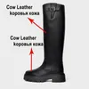 Boots Meotina Brand Design Women äkta läder knä höga ridning damplattform tjock häl höst vinterskor beige 41 231204