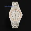 Anpassad lyxig rostfritt stål VVS Moissanite Iced Out Band Wrist Automatic Watch