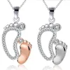 Kristall große kleine Füße Anhänger Halsketten Mama Baby Monther's Day Geschenk Schmuck einfache Charm Kette Neckless Schmuck Gift265l