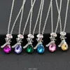 Burst fashion Gold Silver full diamond rose angel tears drip necklace female short section (with chain) mix order