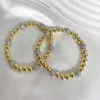 Bracelets à maillons pour femmes, dernière conception, perles en Zircon scintillantes, perles en laiton plaqué or 18 carats, cordon élastique réglable