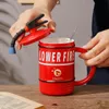 Bouteilles d'eau Creative Extincteur Tasse En Céramique Avec Couvercle Et Cuillère Drôle Lait Tasse À Café Poignée Cadeau Pour Pompier Enfants 231204