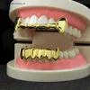 Or Punk 18K Hip Hop Vampire Dents Fang Grillz Dentaires Grills Dents Brace Up Bottom Tooth Cap Rappeur Bijoux pour Cosplay Party En Gros