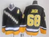 Pittsburgh Throwback Penguins rétro Hockey 68 Jaromir Jagr Jersey Vintage Classic CCM noir blanc bleu jaune équipe Couleur de couleur pour spor