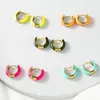 Hoop Earrings A Pair Stainless Steel Jewelry French Colorful Enamel Rounded Tube Dripping Oil U-type For Women