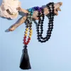 Pendentif Colliers Showboho 108 Mala Perles 7 Chakra Collier 8mm Noir Onyx Noué Méditation Yoga Prière Rosaire Pour Hommes Et Femmes3343