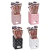 Makeup Brushes Luxury Bling Pink Cosmetic Brush 14Pc Custom Glitter Tool Vegan Face Cleaning Brush Set Make Up Brushes Q231205