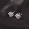 Brincos luxuosos de diamante em forma de flor S925 banhados a ouro Vvs Moissanite com certificado Gra