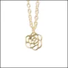 Pendant Necklaces Rose Flower Pendant Necklace Wholesale Jewelry Hollow Color Gold Chains Necklaces Drop Delivery Jewelry Necklaces Pe Dhhau