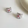 Studörhängen Koreansk version 925 Silver Tre färgtrend Blomma legering för kvinnor Fashion Estetic Harajuku Söta coola kvinnliga smycken