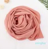 Luxe Designer Satijn Chiffon Hijab Sjaal Vrouwen Moslim Mode Crinkle Sjaal Big Size Rimpel Vrouwen Sjaals Tulband Bandana