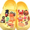 1Pcs Happy Thanksgiving Day Croces Charms Pumpkin Maple Leaf Turkey Pie Crab Hedgehog Shoe Decoration Child Croces Jibz Gift