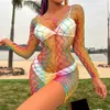 Sexy Costume Multicolor Sheer Sexy Bodystockings Fishnet Women's Underwear Beachwear Bathing Suit Erotic Lingerie Porno Costumes