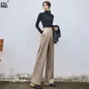 Women's Pants Super High Waist Streetwear Wool Blend Straight Trousers Loose Cashmere Winter Plus Thick Woolen Wide Leg Women