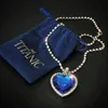 Titanic Heart of Ocean Blue Heart Love Forever Anhänger Halskette Samtbeutel Y1218285r
