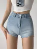 Jeans femininos sexy cintura alta figura lisonjeira bainha slim fit shorts jeans