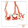 Christmas Decorations Light Up Flashing Necklace Children Glow Cartoon Santa Claus Pendent Party Led Toys Supplies9304275 Drop Deliv Dh21P