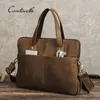 Briefcases CONTACT'S Genuine Leather Men Briefcase Vintage Laptop Handbag Casual Shoulder Bag Large Capacity Messenger for 13''16'' 231205