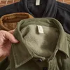 Herren Freizeithemden Winter Fleece Dickes Hemd Mantel American Retro Heavy Cargo Langarm Jeansjacke Trend