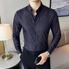 Men's Casual Shirts Fashion Business Slim Fit Striped Korean Designer Long Sleeved Men Shirt Office Formal Camisa Social Masculinas 4XL